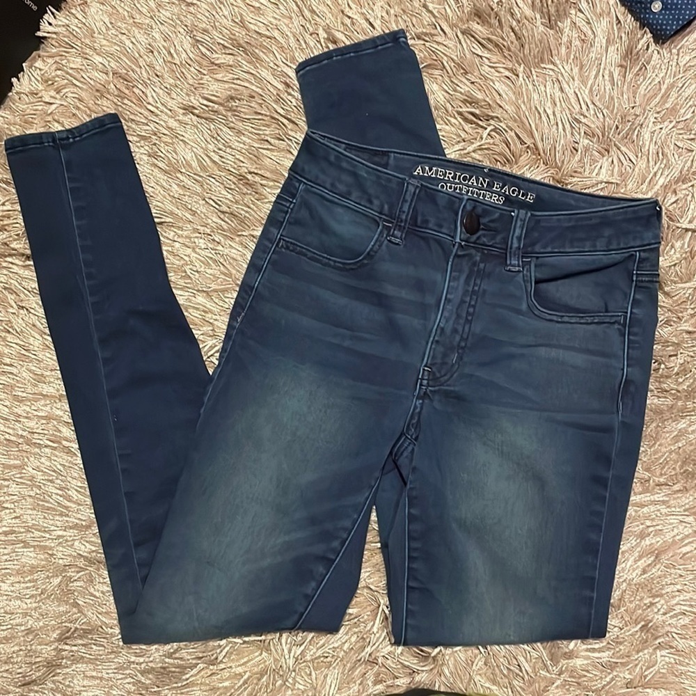AMERICAN Eagle Super Super Stretch High Rise Blue Jeggings
